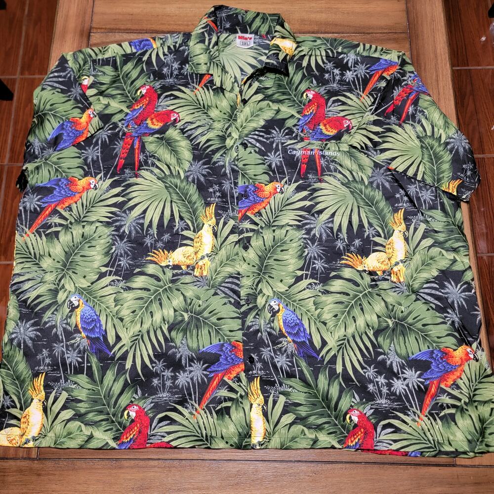 Mia's Tropical Parrot Full Button Shirt "Cayman Islands" - Size 3XL